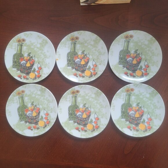 Vintage Texas warehouse Fruit & Wine Decorative Melamine Plates Saucers - Picture 1 of 4